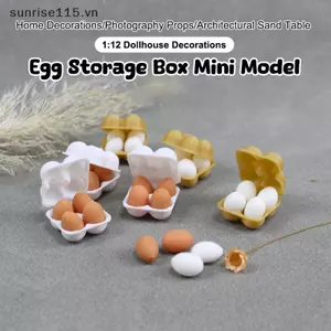 SRVN 1: 12 Nhà Búp Bê Mô Phỏng Khay Trứng Hộp Trứng Có Trứng Nhà Búp Bê Nhà Bếp Trang Trí Thực Phẩm Thu Nhỏ Cảnh Cuộc Sống Phụ Kiện.
