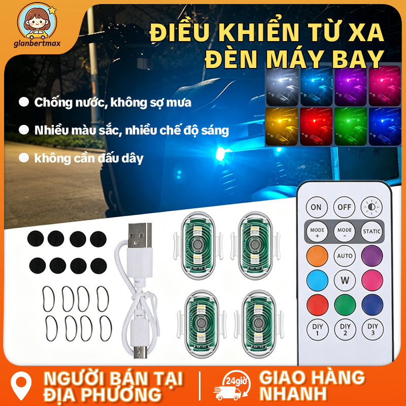 Đèn nhấp nháy RGB điều khiển không dây chống va chạm đa dụng ô tô xe ga