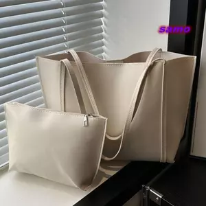 SAMO 2 Bộ Túi Đeo Vai Thời Trang, Túi Tote Tối Giản Da PU Màu Trơn, Túi Xách Du Lịch Dung Tích Lớn Thời Trang Cho Nữ Bé Gái