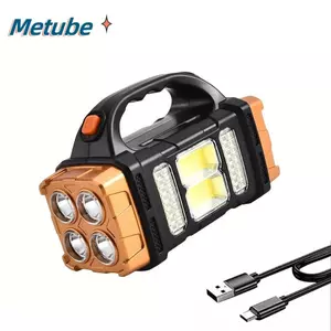 Đèn tìm kiếm COB METUBE, Đèn khẩn cấp chống nước 4 bánh răng, USB công suất cao đa chức năng / -Powered Dual Light Source Led Đèn pin chiếu sáng khẩn cấp