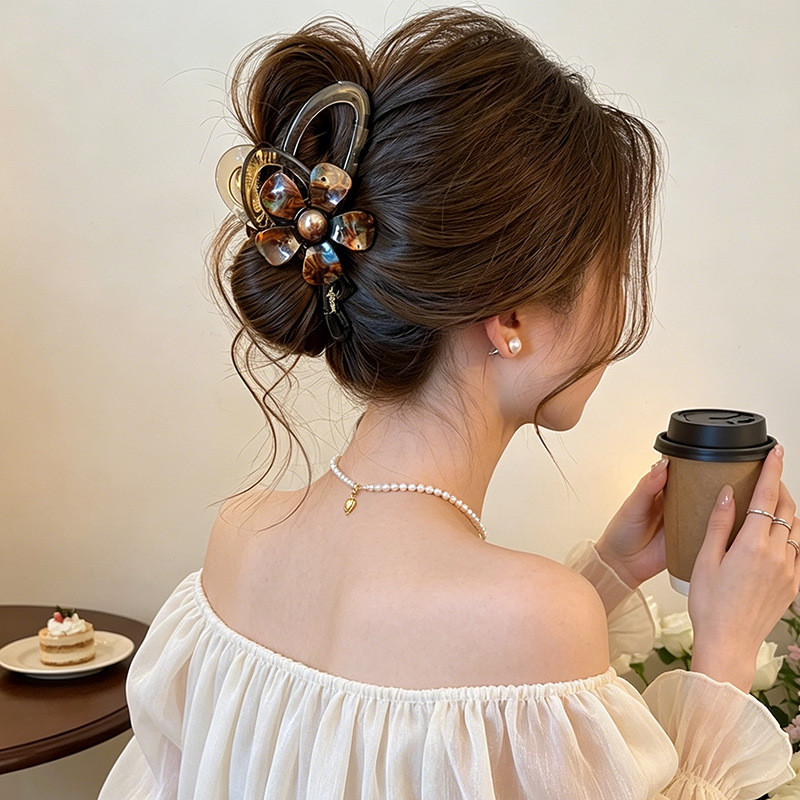 2026 Ánh Sáng Sang Trọng Retro Lớn Kẹp Nữ Nhiễm Trùng Cao Cấp Mờ Hoa Cua Móng Vuốt Tóc