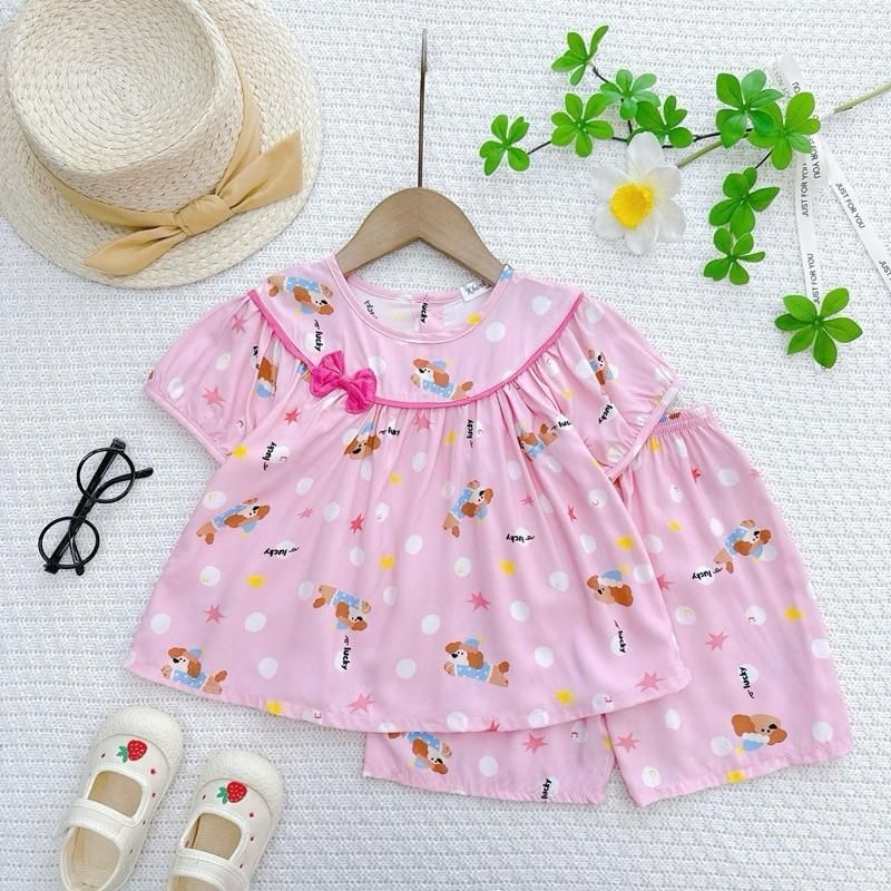 Hàng Mới Về KA190 Đồ Bộ Tole Lanh Khánh An Baby Cho Bé Gái Dáng Babydoll Size 8-42kg E12