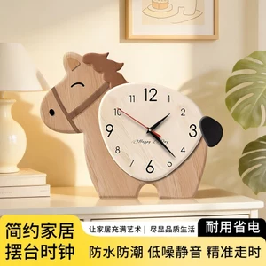 2026 Lucky Pony Phong Cách Trung Cổ Phòng Khách Để Bàn Đồng Hồ Đồ Trang Trí Con Lăn Để Bàn Sáng Tạo Hoạt Hình Im Lặng Tường