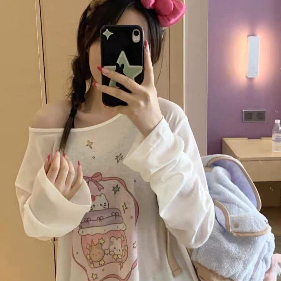 Milyfashion Mùa Hè Phong Cách Mới Mỏng Chống Nắng Áo Đi Lại Áo Thun Dài Tay Thường Ngày Rời Lười Top OQRW