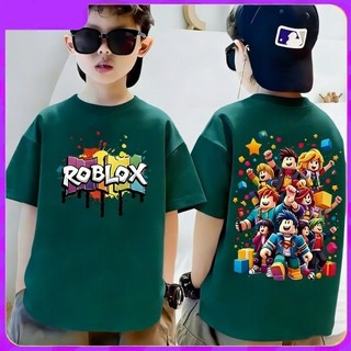 Áo phông mùa hè cho bé trai và bé gái in hình Roblox mát mẻ, được làm từ chất liệu cotton mềm mại, thoải mái