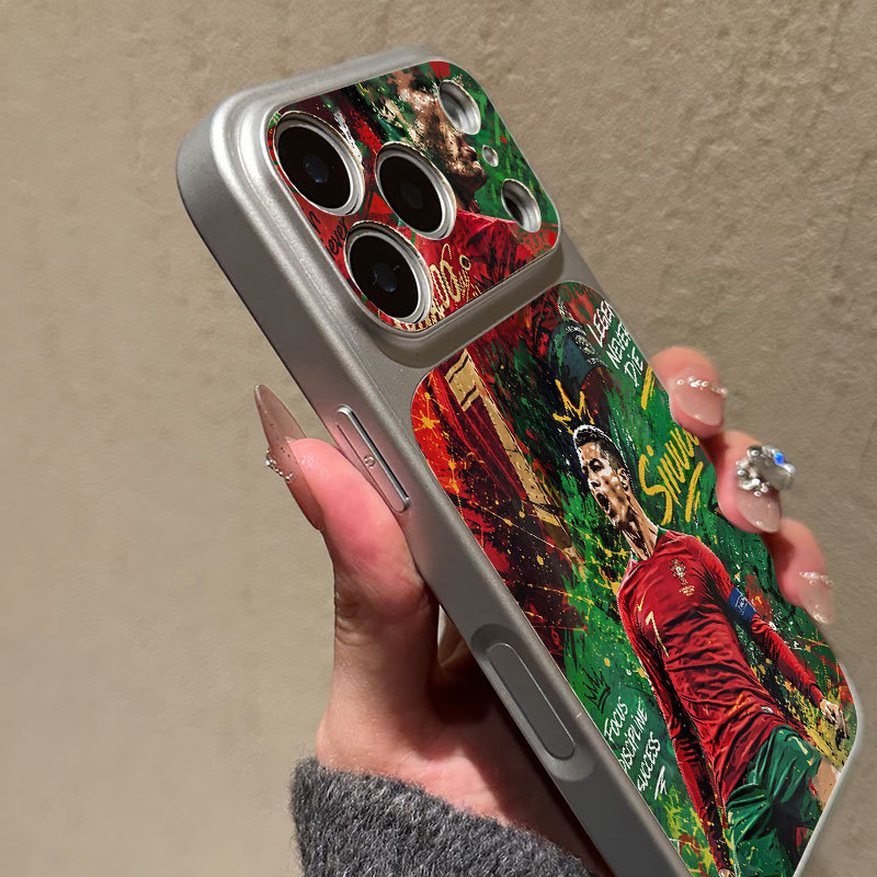 Ốp lưng iPhone Họa tiết da mạ phong cách Bồ Đào Nha số 7 hoa văn Ronaldo iPhone 17 16 15 14 13 12 11 Pro Max Plus Max