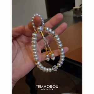Tay Làm < Ánh Trăng Trắng > Cảm Giác Thoáng Mát Cổ Điển Giả Baroque Ngọc Trai Tua Rua Bước Vòng Tay Nữ Mới Trung Quốc Đính Hạt 6.23