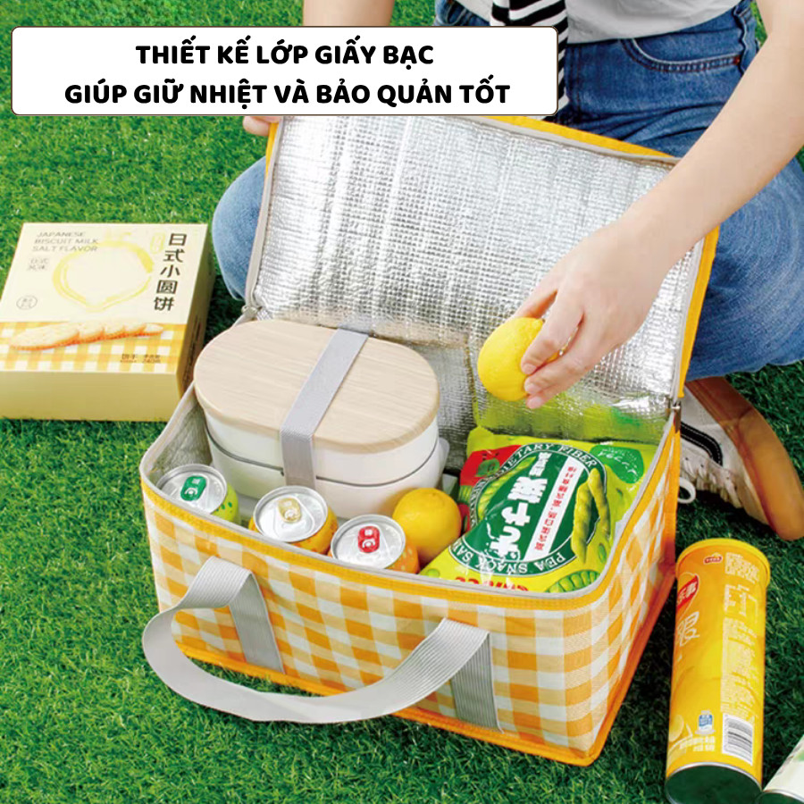 Túi Giữ Nhiệt Dã Ngoại ENODA HOME, Túi Đựng Đồ Ăn Picnic Quai Xách Chắc Chắn Dung Tích Lớn TUICOM013