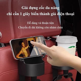 Móc treo cốc ô tô Giá đựng lưu trữ cốc nước điện thoại đa năng trên ô tô chất liệu nhựa ABS kèm móc treo