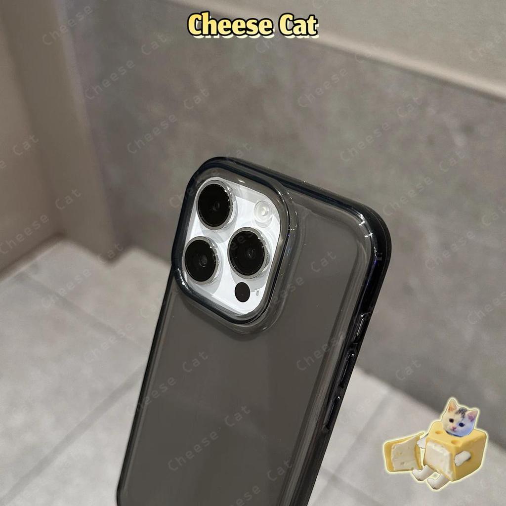 Ốp điện thoại trong suốt màu đen cho iPhone 13 14 15 12 11 16 17 Pro Max Xs Max XR 7 8 Plus