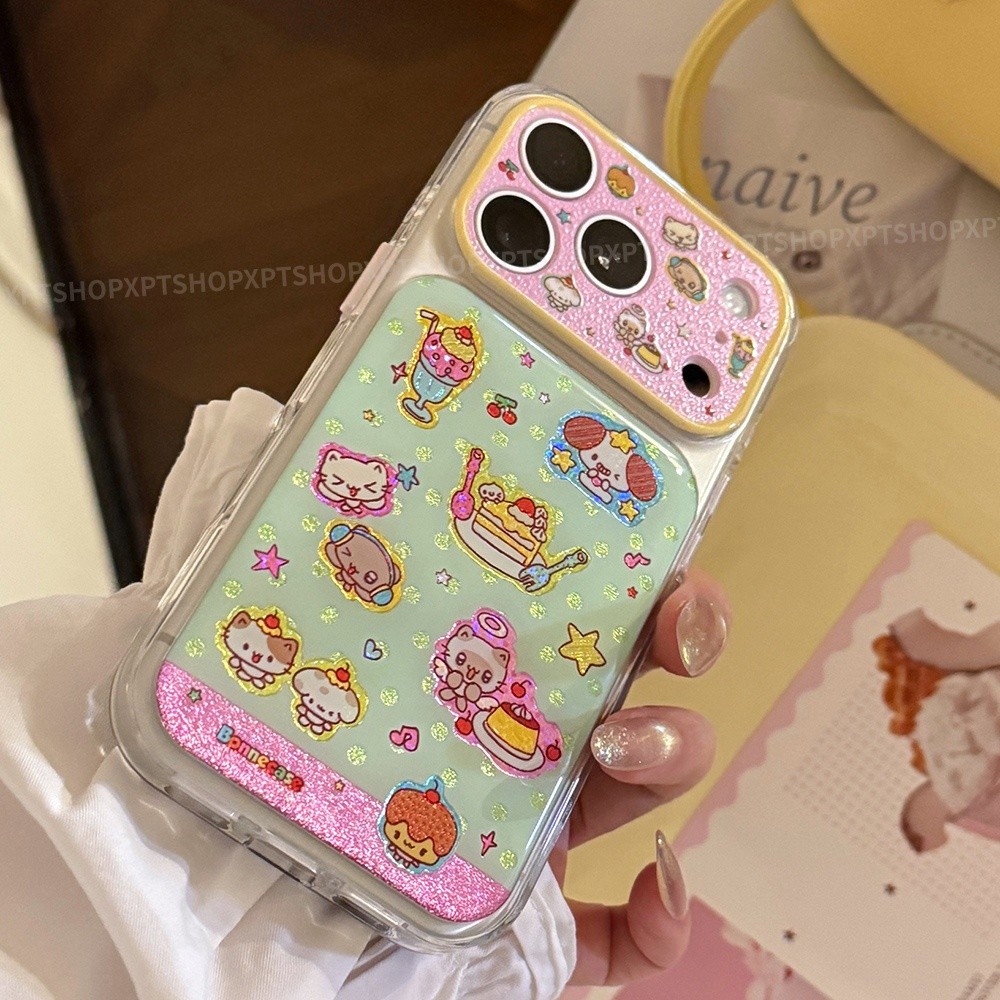 Ốp điện thoại mạ vàng hình chú chó mèo hoạt hình cho iPhone 17 Pro Max 16 15 14 Vỏ bảo vệ chống sốc