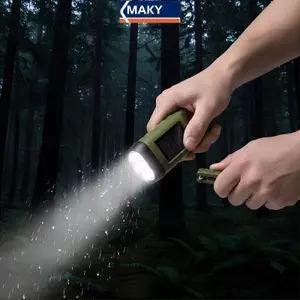 MAKY Cắm Trại Khẩn Cấp Đèn Pin Chạy Bằng Năng Lượng Mặt Trời Tay Quay Dynamo Sạc 3 Đèn LED Cho Sinh Tồn Ngoài Trời VN