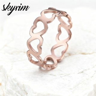 SKYRIM Nhẫn Trái Tim Rỗng Thép Không Gỉ Lãng Mạn Thường Ngày Cưới Đính Hôn Nhẫn Trang Sức Ngày Valentine Cho Các Cặp Vợ Chồng