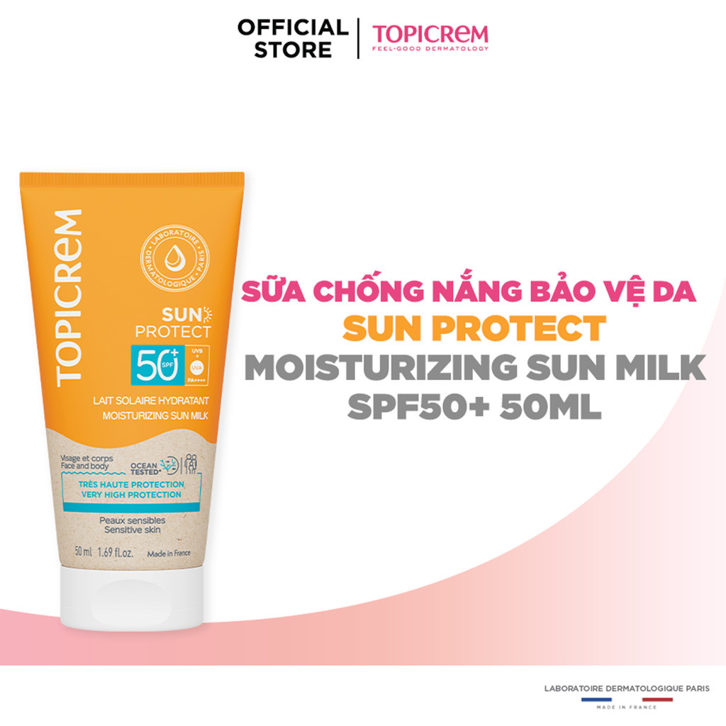Sữa chống nắng có khả năng chống nước và cát TOPICREM SUN PROTECT MOISTURIZING SUN MILK SPF50+ 50ML