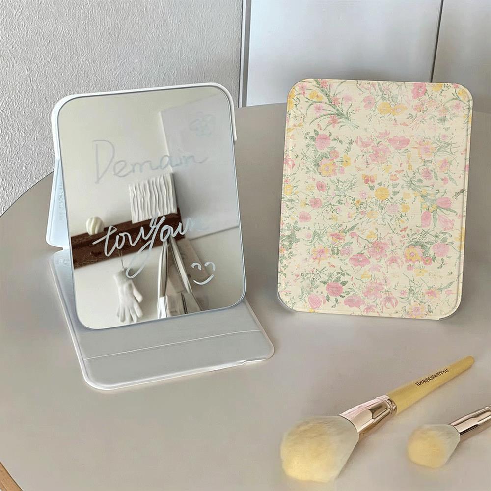 Con ợn nhỏ hai bí tócGươc Gọn Gấp Trang Điểm Mini Da PU Để Bàn Dễ Mang Đi