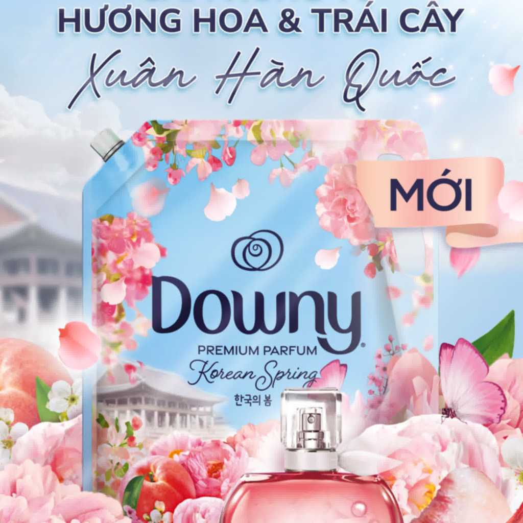 Downy Nước Xả Vải Hương Hoa & Trái Cây Xuân Hàn Quốc 100% Tinh Dầu Thiên Nhiên - 3L/túi