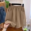 Quần short cotton cạp cao mùa hè phong cách mới quần ống rộng thông thường năm phần tư quần