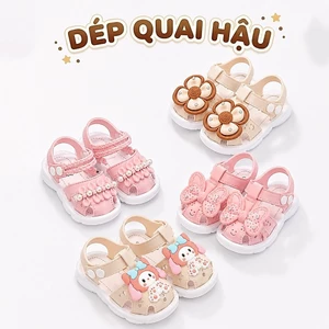 Dép Sandal Quai Hậu Cúc Bấm Chống Trượt Đính Nơ Hoa Công Chúa Cho Bé Gái 0–4 Tuổi ShinHome