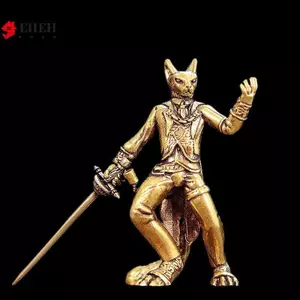Đồng Kiếm Sĩ Mèo Tượng Nhỏ Retro Nhân Vật Chiến Binh Thu Nhỏ Các Bức Tượng Nhỏ Trang Trí Máy Tính Để Bàn Thủ Công VN