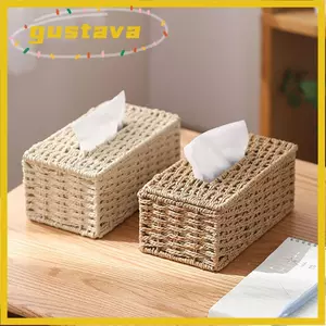 Hộp khăn giấy GUSTAVA, Hộp khăn giấy dệt mây giả dung tích lớn, Bàn trà giữ khăn ăn cổ điển sáng tạo