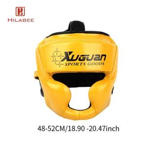 HILABEE Boxing Bảo Vệ Mũ Đội Đầu Có Thể Điều Chỉnh Da PU Che Mặt Đầu Bánh Răng Cho Sanda Kickboxing Karate Phiên Huấn Luyện