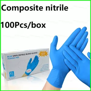 YB2 100 Cái / hộp Găng Tay Nitrile Xanh Dùng Một Lần Bột Cao Su Miễn Phí Ngón Tay Kết Cấu Đa Năng