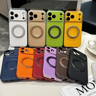 Ốp Điện Thoại Da Mạ Điện Xoay 360 Độ Cho iPhone 17Promax 17Pro 13 14 15 16 Pro Max Chống Sốc Nam Nữ Vỏ Di Động