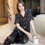 Bộ đồ ngồi ngắn tay dành cho nữ Thiết kế tông màu trơn kiểu Pháp để thanh lịch trong nhà, mặc ban đêm và cảnh giải trí gia đình hàng ngày