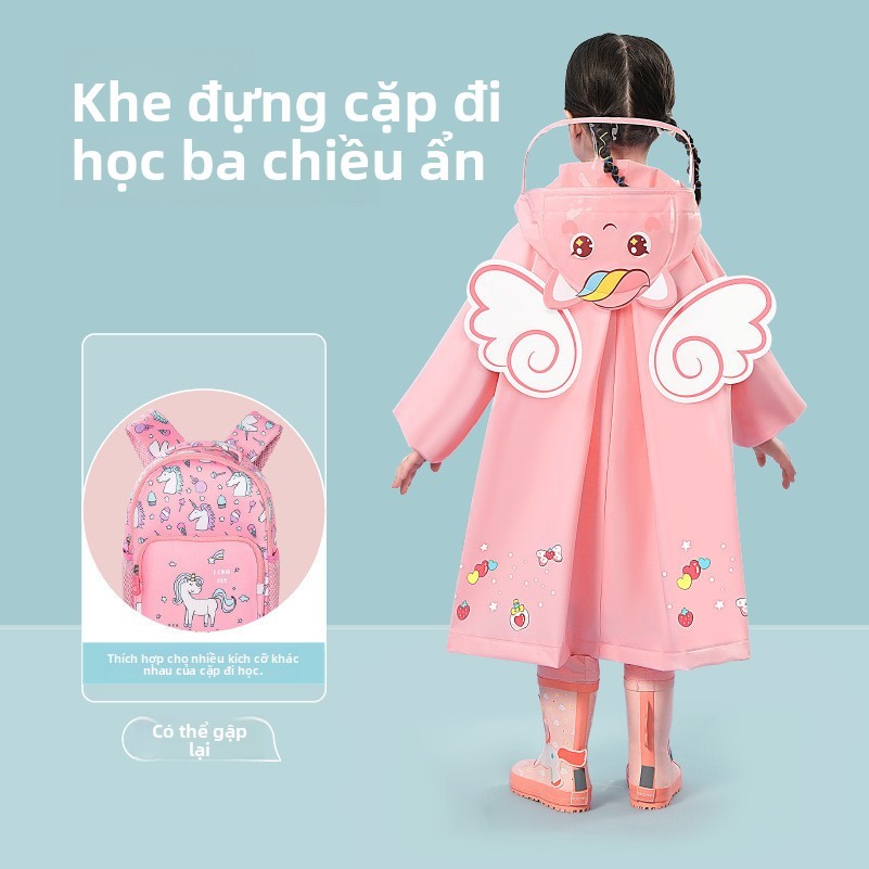 Trẻ Em Áo Mưa Hoạt Hình Bé Trai Bé Gái Mẫu Giáo Học Sinh Tiểu Học Trẻ Em Trẻ Em Trẻ Em Trẻ Em Schoolbag Poncho 1K5B