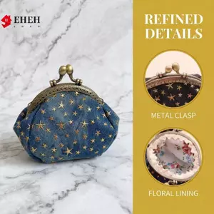 Ví Mini Nữ Ví Đựng Tiền Xu Denim Năm Sao In Bule Túi Đựng Tiền Xu Thẻ Phụ Kiện Mua Sắm Tiền Mặt VN