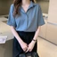 Áo sơ mi nữ tay ngắn màu trắng trơn cho nữ mùa hè Áo sơ mi công sở thông thường