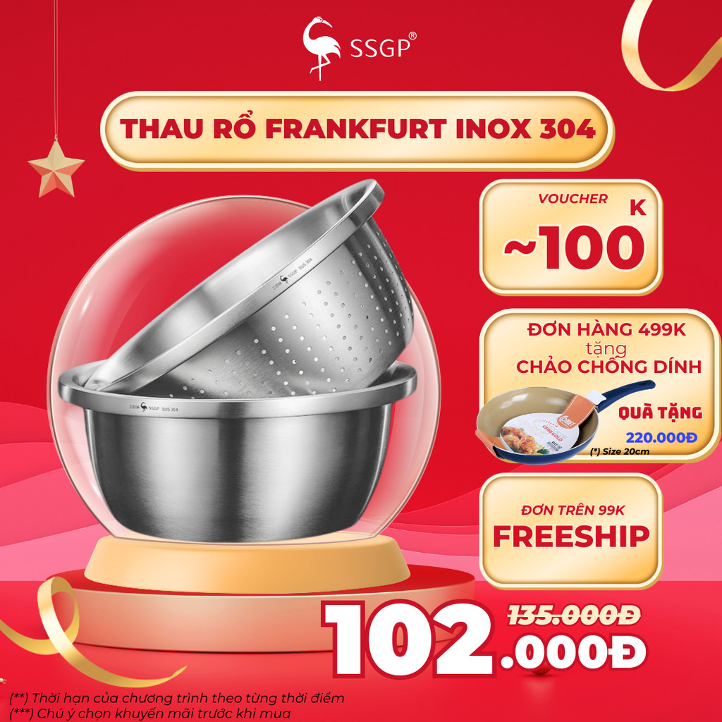 Thau inox 304 SSGP chậu rổ inox, thau trộn, chậu rửa, thau inox 30cm ...