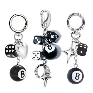 Hiphop Đen 8 Bi-a Móc Khóa Bóng Mini Móc Khóa Nhựa Mặt Dây Chuyền Anh Đào Trang Sức Quà Tặng Mục Tiêu Người Chiến Thắng Bóng Phụ Kiện