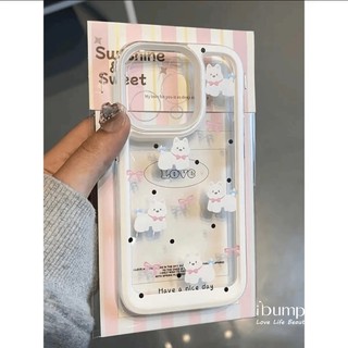 ibumpers Ốp Điện Thoại iPhone Họa Tiết Chó Con Hàn Quốc Dễ Thương Ốp Lưng Trong Suốt Cho IPhone 16 15 14 12 13 11 Pro Max IP 7 8 Plus X XS XR