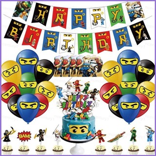 G13 LEGO Ninjago Chủ Đề Trẻ Em Sinh Nhật Trang Trí Biểu Ngữ Bánh topper Bóng Bộ Cung Cấp G13