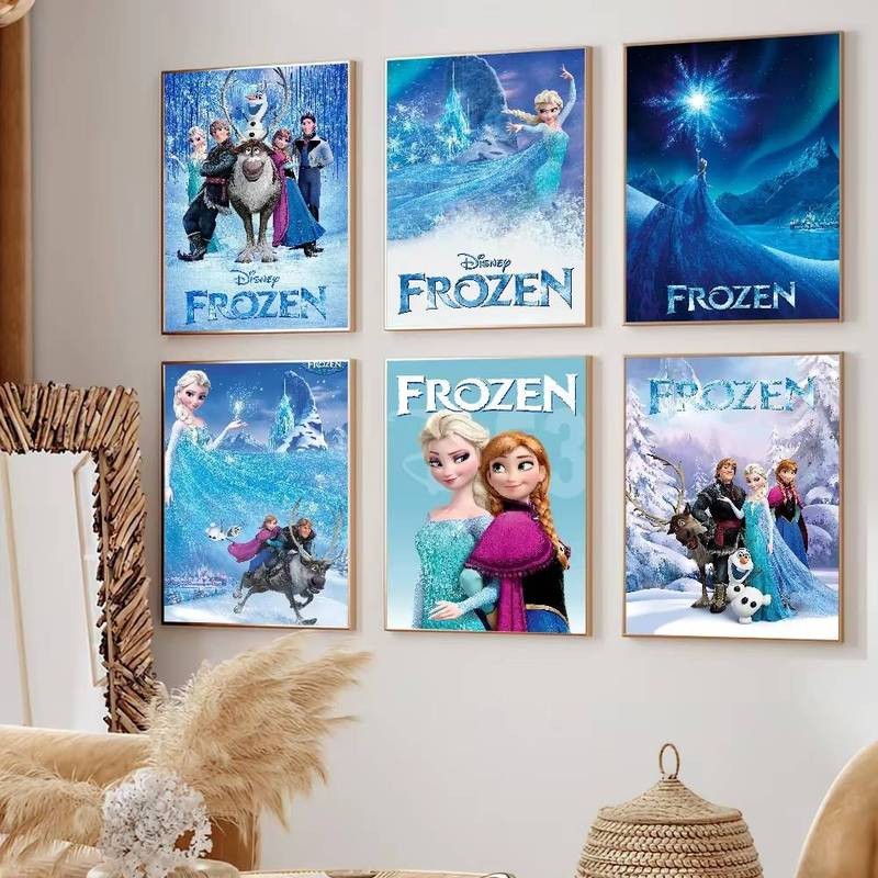 Poster hoạt hình Frozen 2 poster in màu xanh, thích hợp cho phòng ngủ, phòng khách, văn phòng, trang trí nhà cửa, tranh phòng, tranh trang trí vải canvas