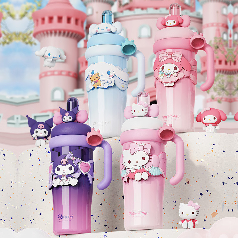 Cốc Cách Nhiệt Sanrio Kuromi Với Dung Tích Lớn Đá Viên Cốc Cho Bé Gái 2025 Mẫu Mới Học Sinh Ống Hút Bình Nước Uống Đôi Cốc Giữ Nhiệt