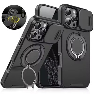 [JLK] Vỏ giáp sạc không dây từ tính sang trọng cho iPhone 17 Air 16 15 14 13 12 11 Pro Max Vỏ bảo vệ Camera trượt