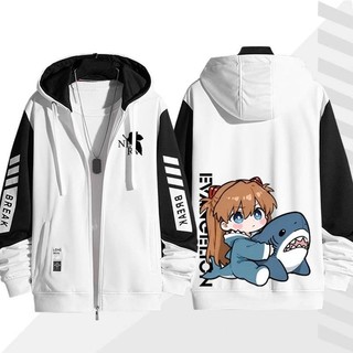 Áo khoác Unisex Neon Genesis Evangelion Ayanami Rei, Dây Kéo Phối Thời Trang