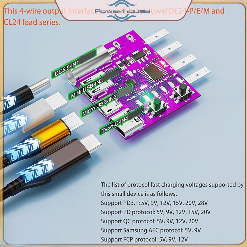 POWER Type-C PD3.1 Giao thức Bảng kiểm tra 4 dây Đồng hồ đo điện áp Bộ giảm tốc Bộ sạc 140W Công cụ lão hóa cho máy kiểm tra tải DL24.