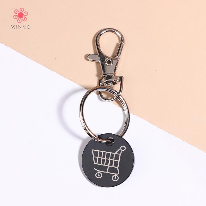 MJnmc Xe Đẩy Mua Sắm Token Vòng Chìa Khóa Với Móc Carabiner Kim Loại Siêu Thị Xe Đẩy Tẩy Đồng Xu Nhãn Móc Khóa Cho Unisex Mới