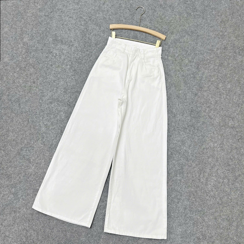 Quần Jean Nữ Bigsize Ống Rộng Cạp Cao Ống Đứng Rộng Rãi Màu Xanh Đậm/Trắng Q548