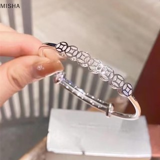 Misa Bạc Màu Hạt Đồng Tiền Lắc Tay Cho Nữ Cô Gái Quà Tặng May Mắn Giàu Thời Trang Vòng Tay Dự Tiệc Cưới Phụ Kiện Trang Sức