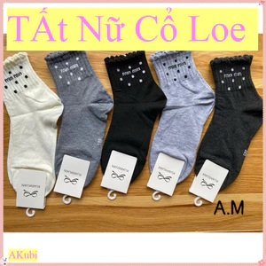Set 10 Tất Cổ Loe Họa Tiết Nơ Dễ Thương, Tất Nữ Cổ Ngắn