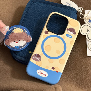 [Sheren] Ốp Điện Thoại Giá Đỡ Phô Mai Puppy Thích Hợp Cho i16 15 14 13 12 11 pro max Vỏ Bảo Vệ Chống Sốc