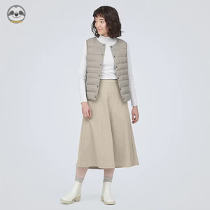 Váy dáng rộng phong cách Nhật Bản Muji, thiết kế chữ A lưng thun và viền rộng co giãn