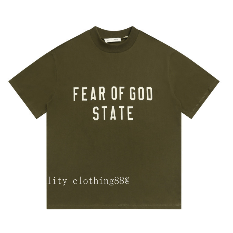 Chất lượng cao FEAR OF GOD STATE Phong cách Preppy Sản phẩm mới Áo thun ngắn tay in hình