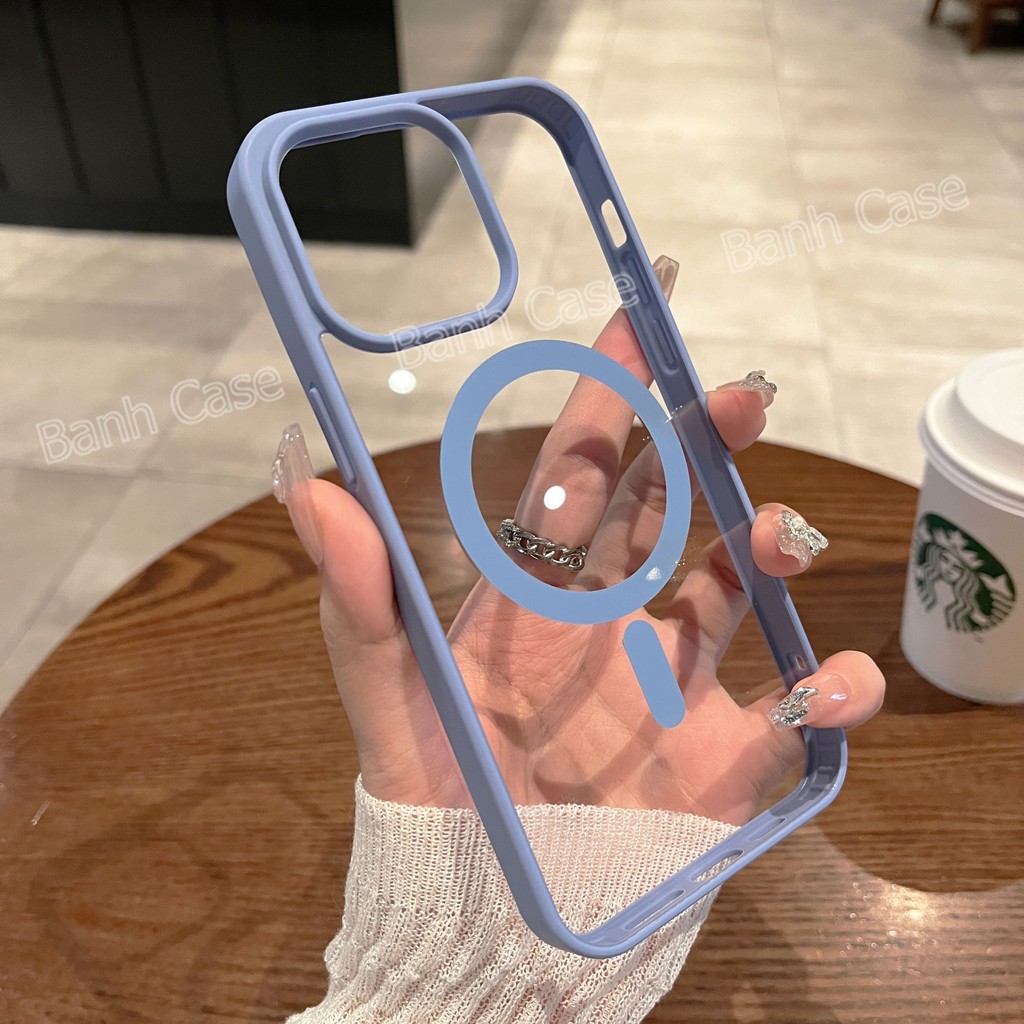Ốp Sạc Không Dây Từ Tính Ốp lưng iPhone17 16 15 14 13 12 11 Pro Max 7 8 Plus XR XS Max Vỏ Cứng Chống Sốc Trong Suố | BigBuy360 - bigbuy360.vn