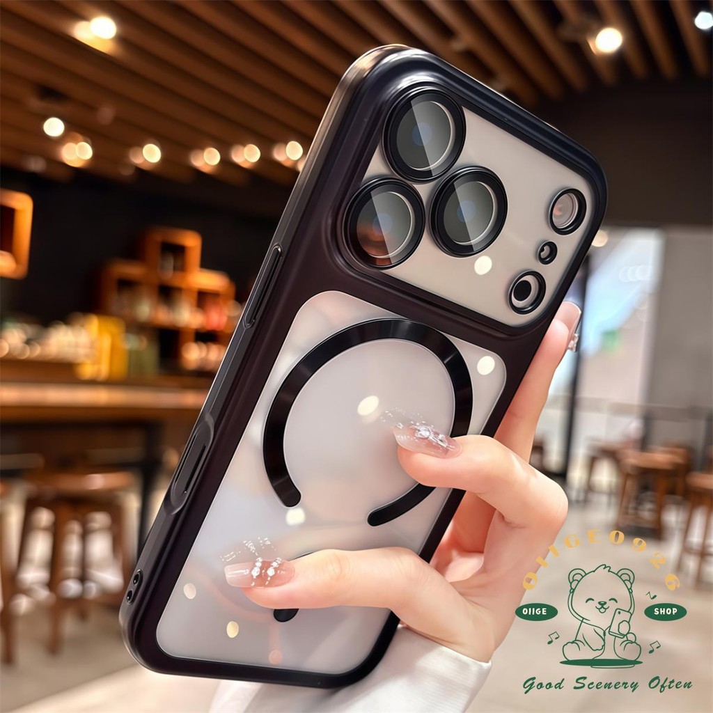 【 Ốp lưng iPhone17 】 Vỏ điện thoại từ tính mạ mờ màu cam iphone17 Pro Max 16 15 cho vỏ iPhone Vỏ mềm silicon TPU chống sốc