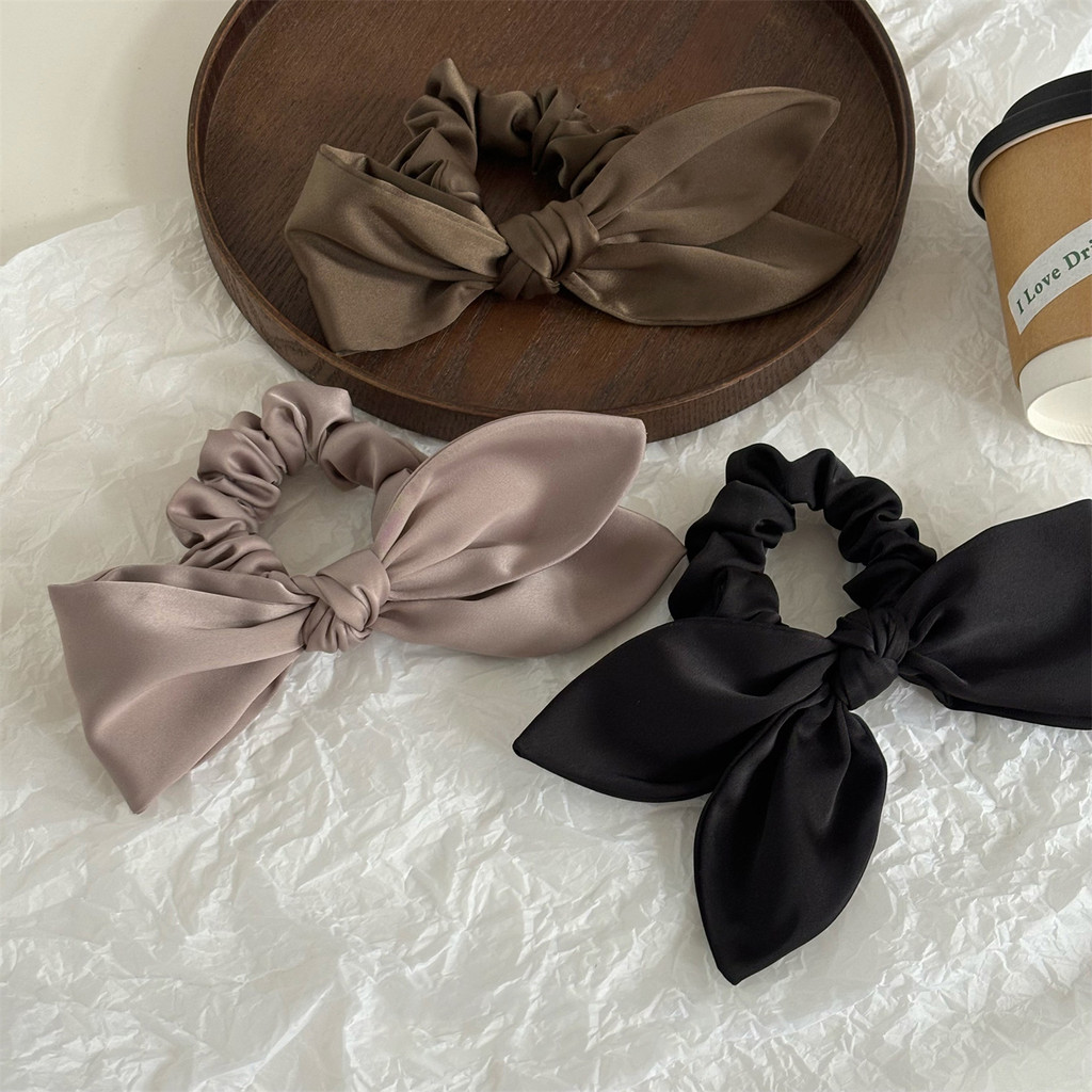 Dây buộc tóc nữ thanh lịch Dây buộc tóc nơ Satin kiểu Pháp